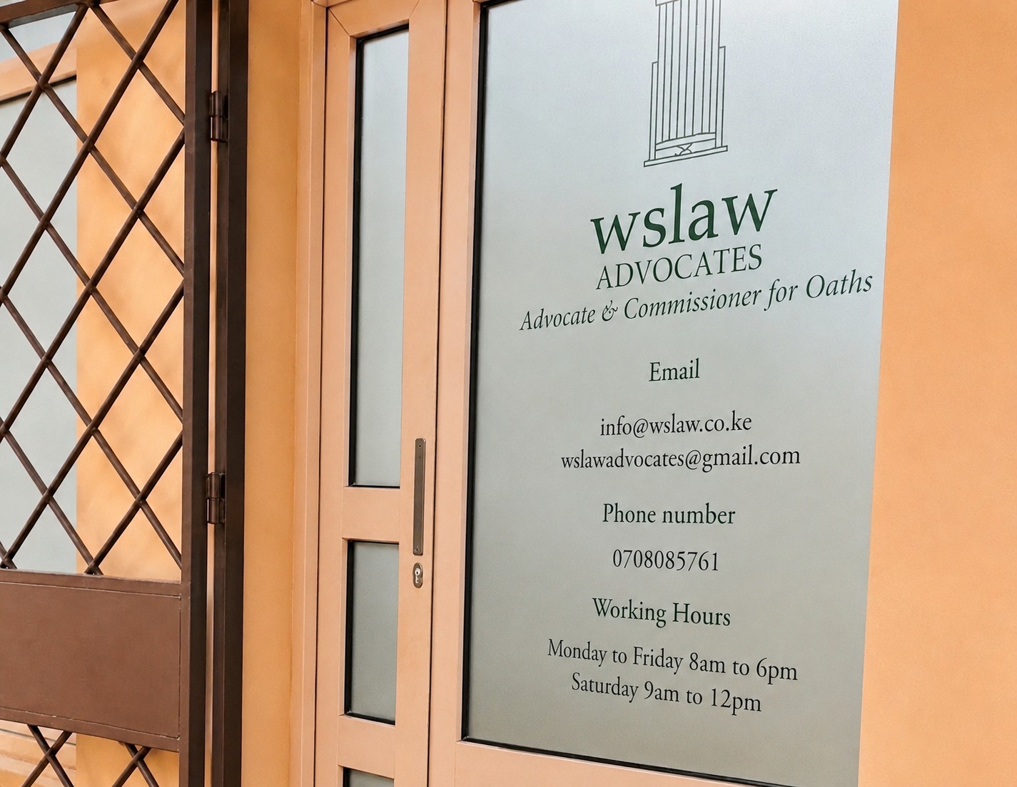 Reception at the WS Law Advocates office in Nairobi